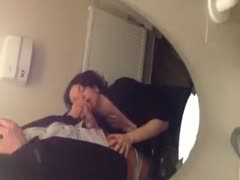 Small dark brown In the public restroom, a young slutwife blows my wang.